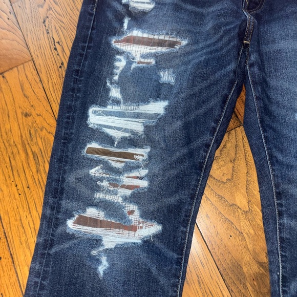 American Eagle Outfitters Men’s Distressed Dark Blue Slim Straight Jeans 38x34 - Picture 2 of 4